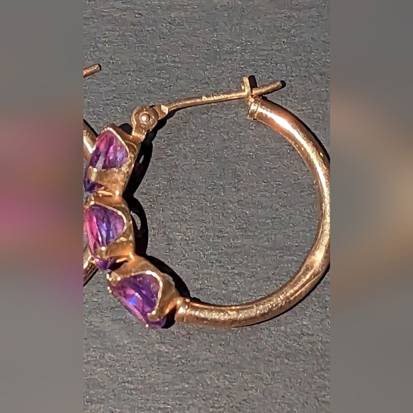 10k small gold hoops with amethyst genuine